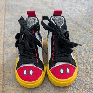 Groundup Mickey Kids High-Top Sneakers - Red, Black, Yellow